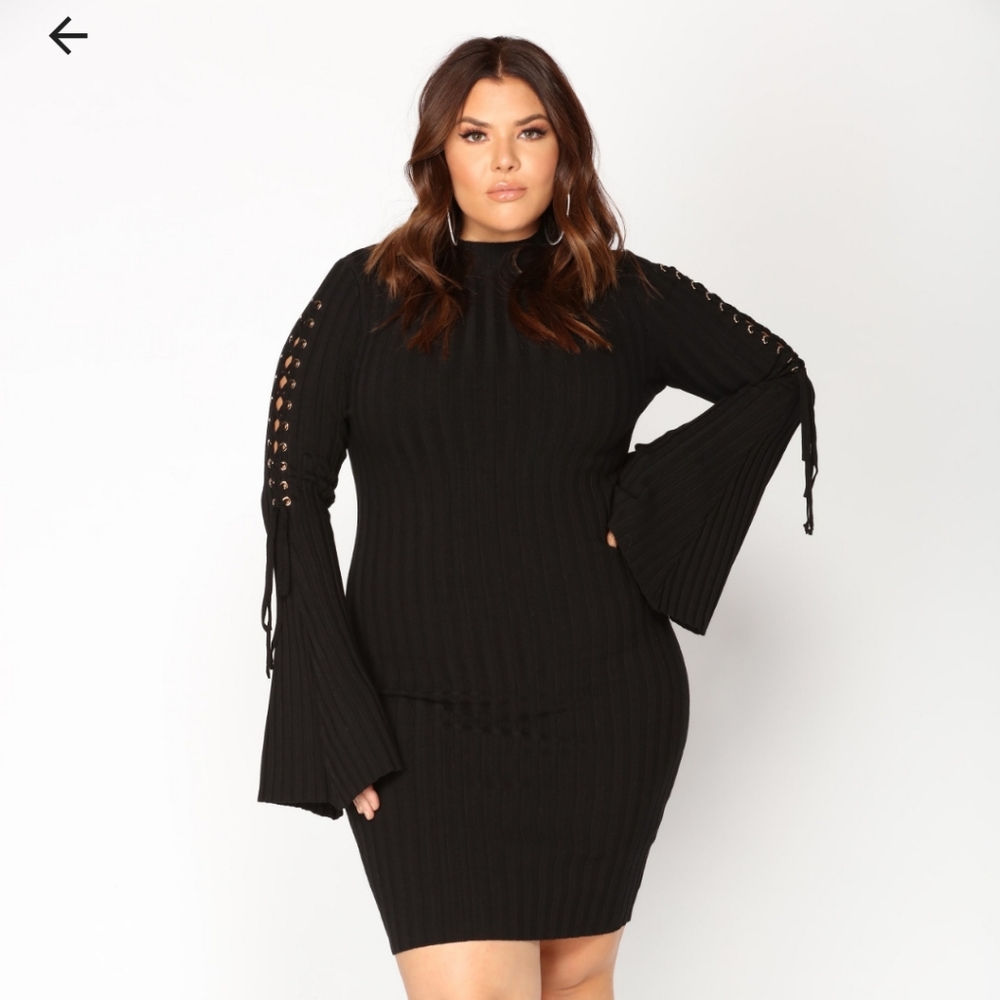 Knit Lace Up Shoulder Dress